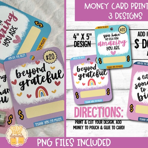 Printable Thank You Money Card Thank You Card Money Holder Etsy