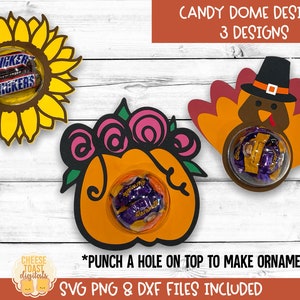 Herbst Candy Dome SVG Bundle, Candy Ornaments SVG, Thanksgiving Party Favor, Halloween Geschenke, Papier Ornament, Cricut, Silhouette