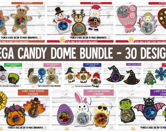 MEGA Candy Dome SVG Bundle, 30 Designs, Candy Ornaments SVG, Party Favor, Candy Holders, Paper Ornament, Christmas Gift, Cricut, Silhouette