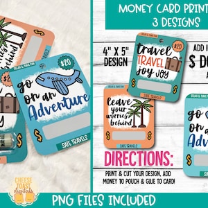 Afdrukbare vakantiegeldkaart, geldkaarten, reiscadeaukaarthouder, print-dan-knip, geldcadeau, vakantiecadeau, PNG-bestand
