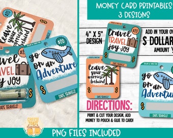 Tarjeta de dinero de vacaciones imprimible, tarjetas de dinero, titular de tarjeta de regalo de viaje, impresión y corte, regalo de dinero, regalo de vacaciones, archivo PNG
