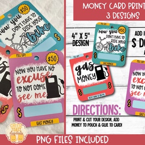 Printable Gas Money Card, Money Card, Fuel Design, Gift Card Holder, Print-Then-Cut, Gas Money Gift, Funny Stocking Stuffer, PNG File