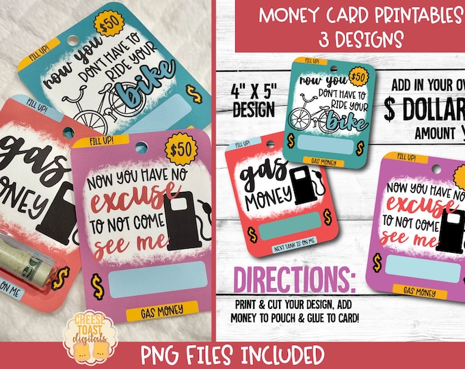Printable Gas Money Card Money Card Fuel Design Gift Card - Etsy