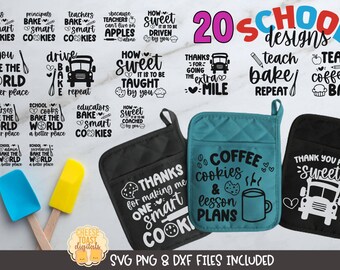 School Pot Holder SVG Bundle, Teacher Oven Mitt, png dxf, Bus Driver, Para, Principal, Teacher Appreciation Gift, Cricut, Silhouette