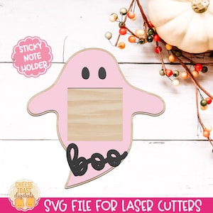 Halloween Notepad Holder SVG - Ghost Laser SVG, pliki do przechowywania notatek naklejek