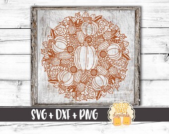 Pumpkin Gourd Mandala SVG PNG DXF Cut Files, Fall Mandala, Pumpkin Svg, Autumn, Leaf, Pumpkin Spice, Svg for Cricut, Silhouette