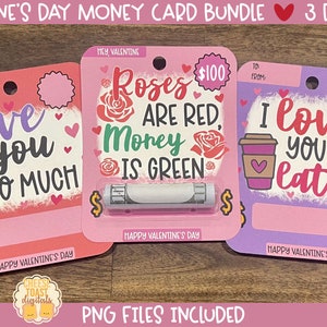 Valentine&#39;s Day Money Cards, Printable Card, Money Card, Valentine Money Holder, Gift Card Holder, Print-Then-Cut PNG, Cricut, Silhouette