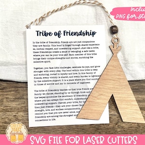 Tribe of Friendship - Story-Karte Ornament SVG, Geschenk für den besten Freund, Weihnachtsschmuck SVG, Autoanhänger, Schwesternschaft, Laser Ornament Designs