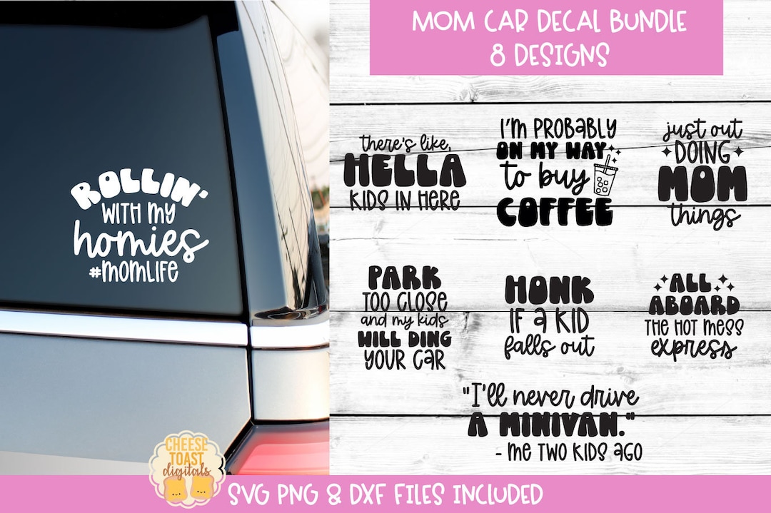 Mom Car Decal SVG Bundle, Funny Mom Sayings for Vinyl Car Stickers