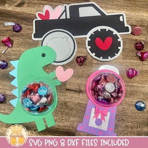 Valentinstag Candy Dome SVG Bundle, LKW-Süßigkeitshalter SVG, Dinosaurier Gastgeschenk, Gum Ball Maschine Valentinstag Geschenk, Cricut, Silhouette