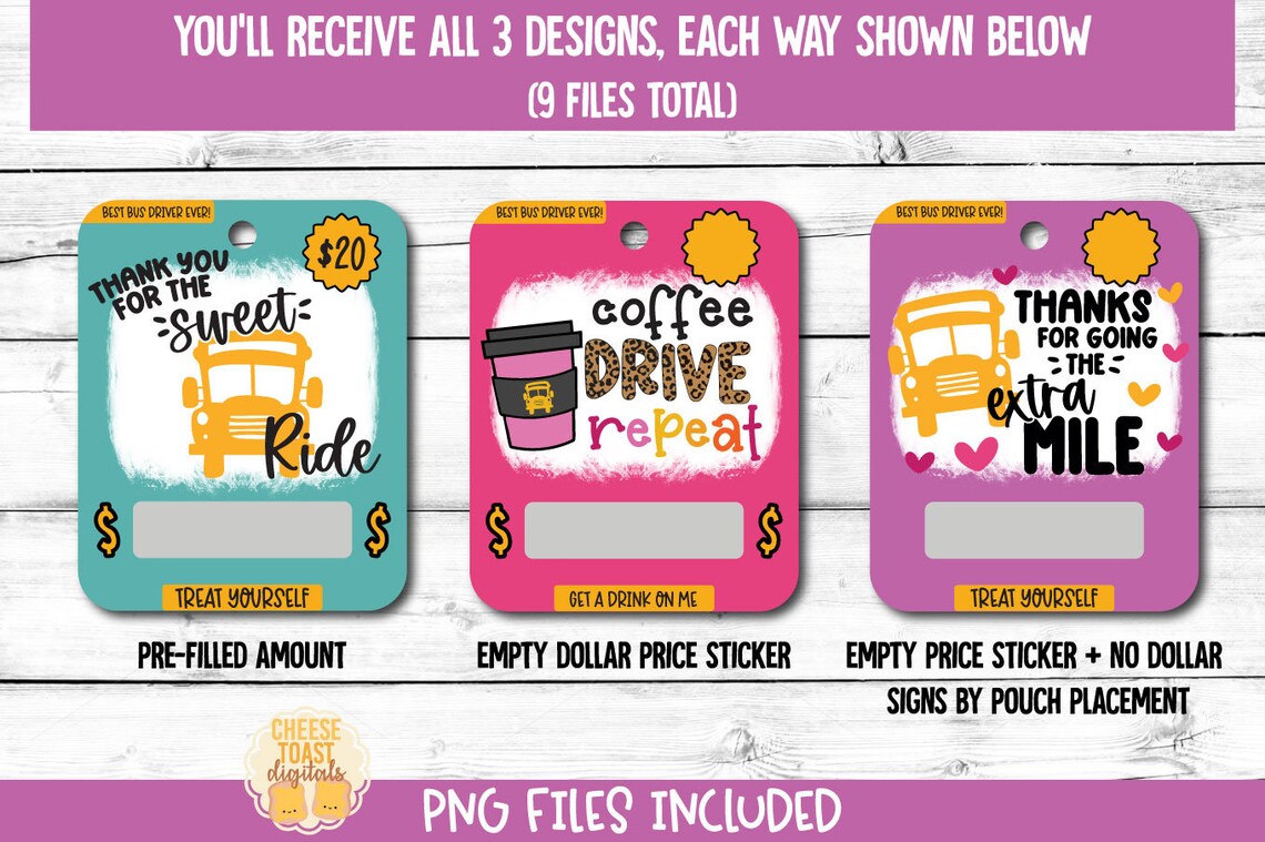 Printable Bus Driver Card, Money Card, Teacher Appreciation Gift, Gift ...