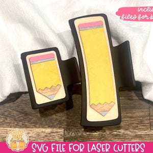 Grampo de garra SVG, Grampo de cabelo de professor SVG, Lima de grampo de cabelo a laser, Limas de corte a lápis, Grampo de cabelo a laser SVG, Desenhos de grampo de garra a laser, Grampo de garra escolar
