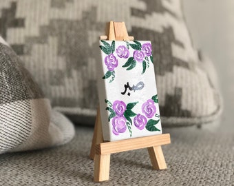 Mini Arabic Calligraphy Canvas Art | Islamic Decor, Floral Easel Set