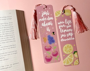 2 Pack Pink Bookmarks | Value Pack Bookmarks | Tassel Bookmarks | Islamic Bookmarks | Bookish Gifts | Book Lover Gifts | 2x7 Inch Bookmark