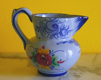 60's Vestal Alcobaga Hand Painted Floral Ceramic Creamer/Small Pitcher | Vase/ |