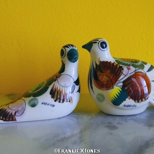 Set of 2 | Mexican Hand Painted Partridge/Quail/Dove Bird Figurines