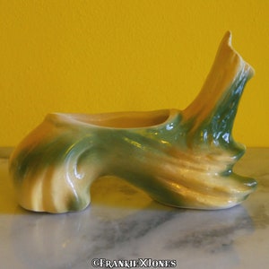 50's Green & Yellow Log Succulent Planter