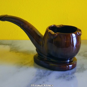 50&#39;s Sonsco Brown Ceramic Pipe Ashtray