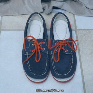 Timberland Blue Suede Boat Shoes w/ Orange Accents