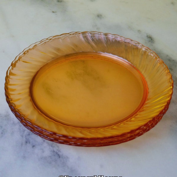 20's French Optic Swirl Pink Depression Glass Dessert Plates