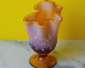 Fenton Lily of the Valley Opalescent Amber Glass Handkerchief Vase