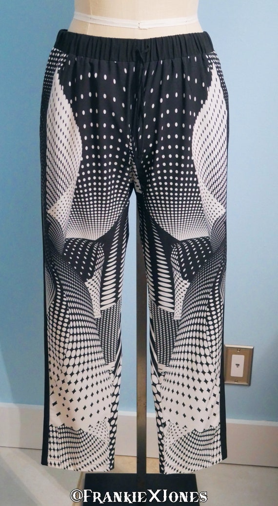 Black + White Psychedelic Pants | S | Clover Canyo