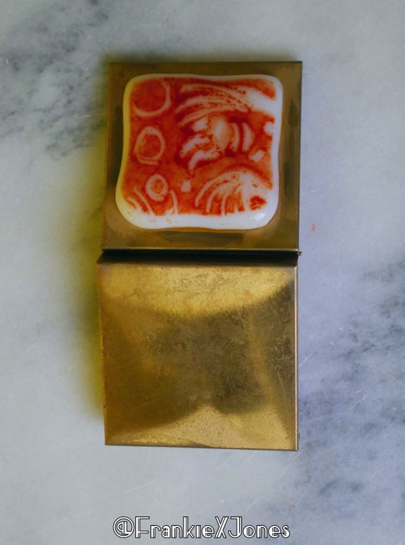 20's Square Brass + Ceramic Compact | Trinket Box - image 4