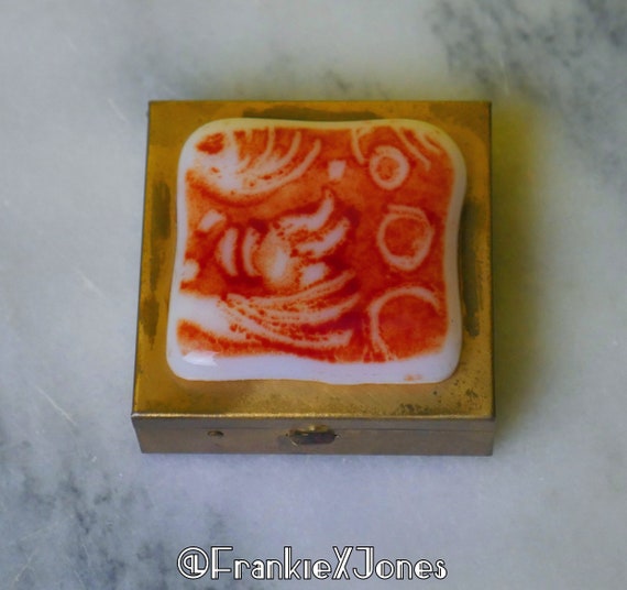 20's Square Brass + Ceramic Compact | Trinket Box - image 2