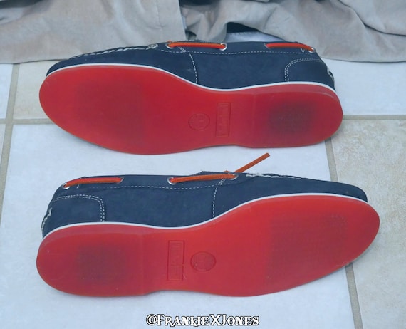 Timberland Blue Suede Boat Shoes w/ Orange Accents - image 3