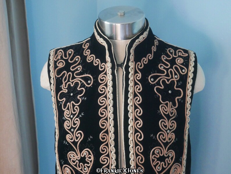 Black Velvet Embroidered Western Vest