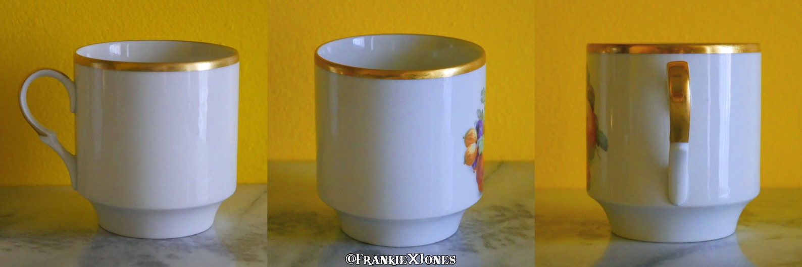 Set of 2 Fruit & Nut Oil Painting Pattern Coffee Mugs Bavaria Schumann