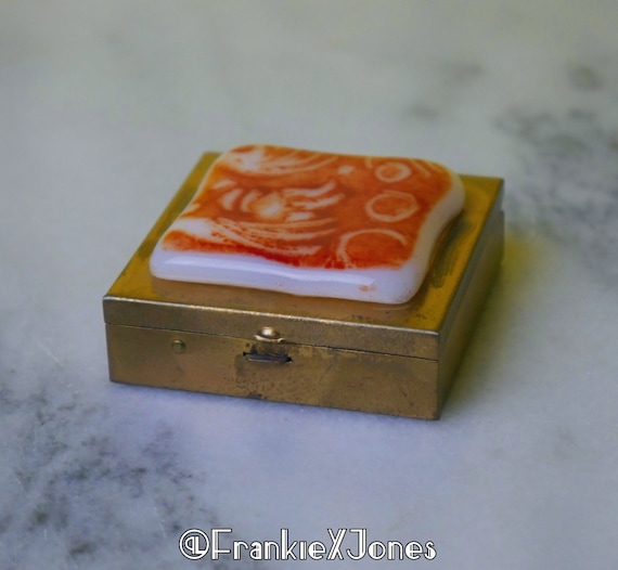20's Square Brass + Ceramic Compact | Trinket Box - image 1