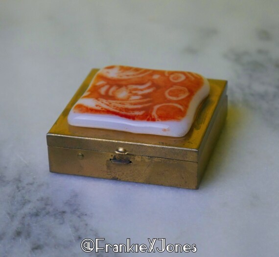 20's Square Brass + Ceramic Compact | Trinket Box - image 1