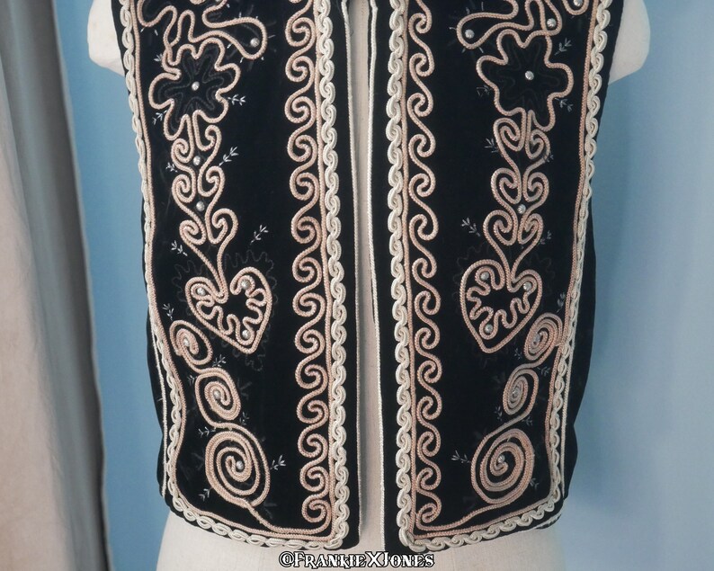 Black Velvet Embroidered Western Vest