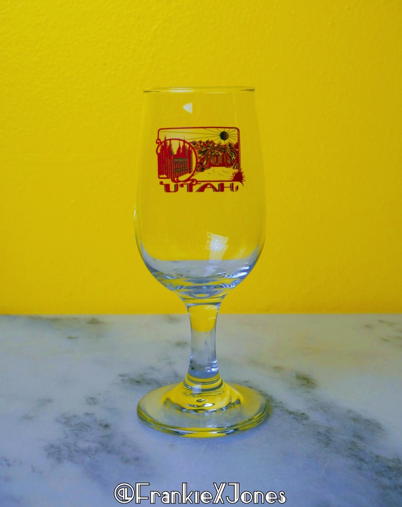 Set of 2 Red Gold Utah Stemmed Glasses Libbey Etsy