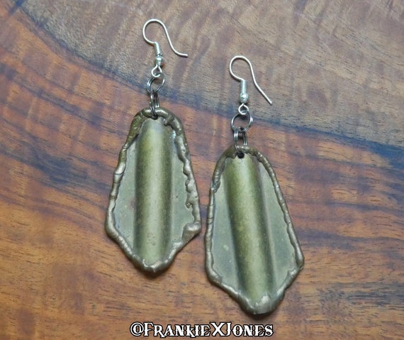 70's Modernist Solid Brass Earrings - image 2