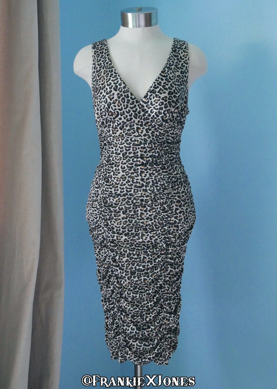 Ruched Leopard Print Dress - image 1