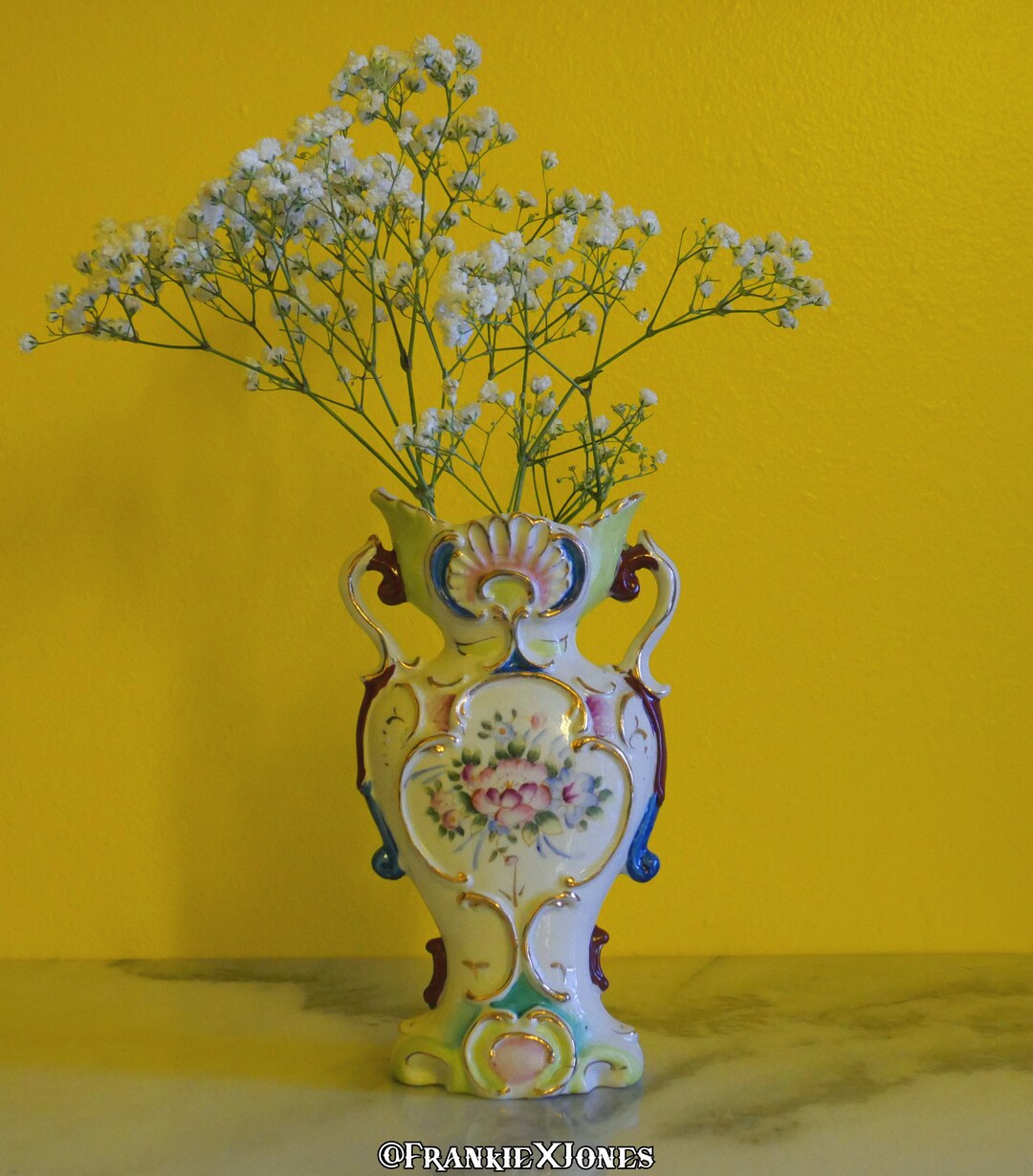 Hand Painted Floral Porcelain Vase - Etsy