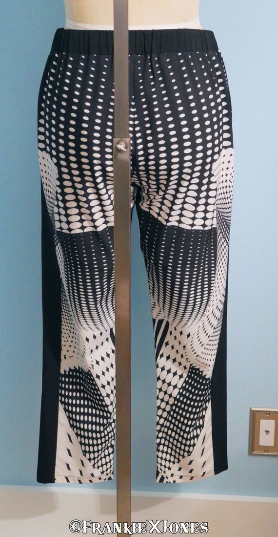 Black + White Psychedelic Pants, S