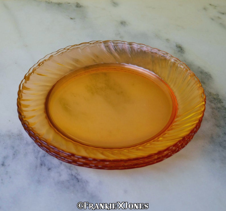 20's Français Optic Swirl Pink Depression Glass Dessert Plates image 1