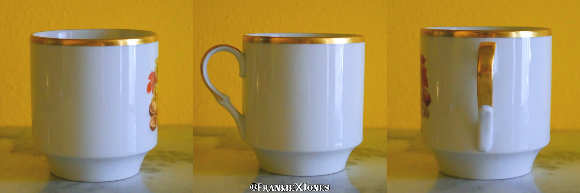 Set of 2 Fruit & Nut Oil Painting Pattern Coffee Mugs Bavaria Schumann