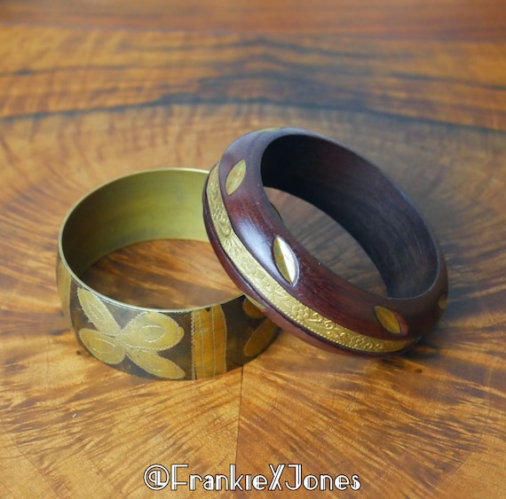 Bracelet Jonc Bois Et Métal – Bangle Gris – Bijou Homme/femme
