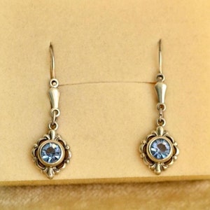 Antique Blue Paste 835 Silver Dangle Earrings