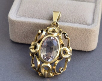 Art Deco Natural Amethyst Silver Pendant 1920-1930's