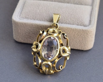 Art Deco Natural Amethyst 835 Silver Pendant, Germany, 1920-1930&#39;s
