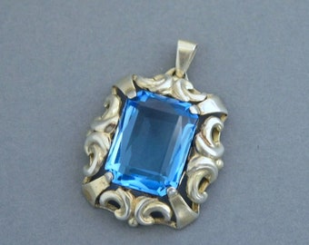 At Deco Blue Paste 835 Silver Pendant, Germany, 1930&#39;s