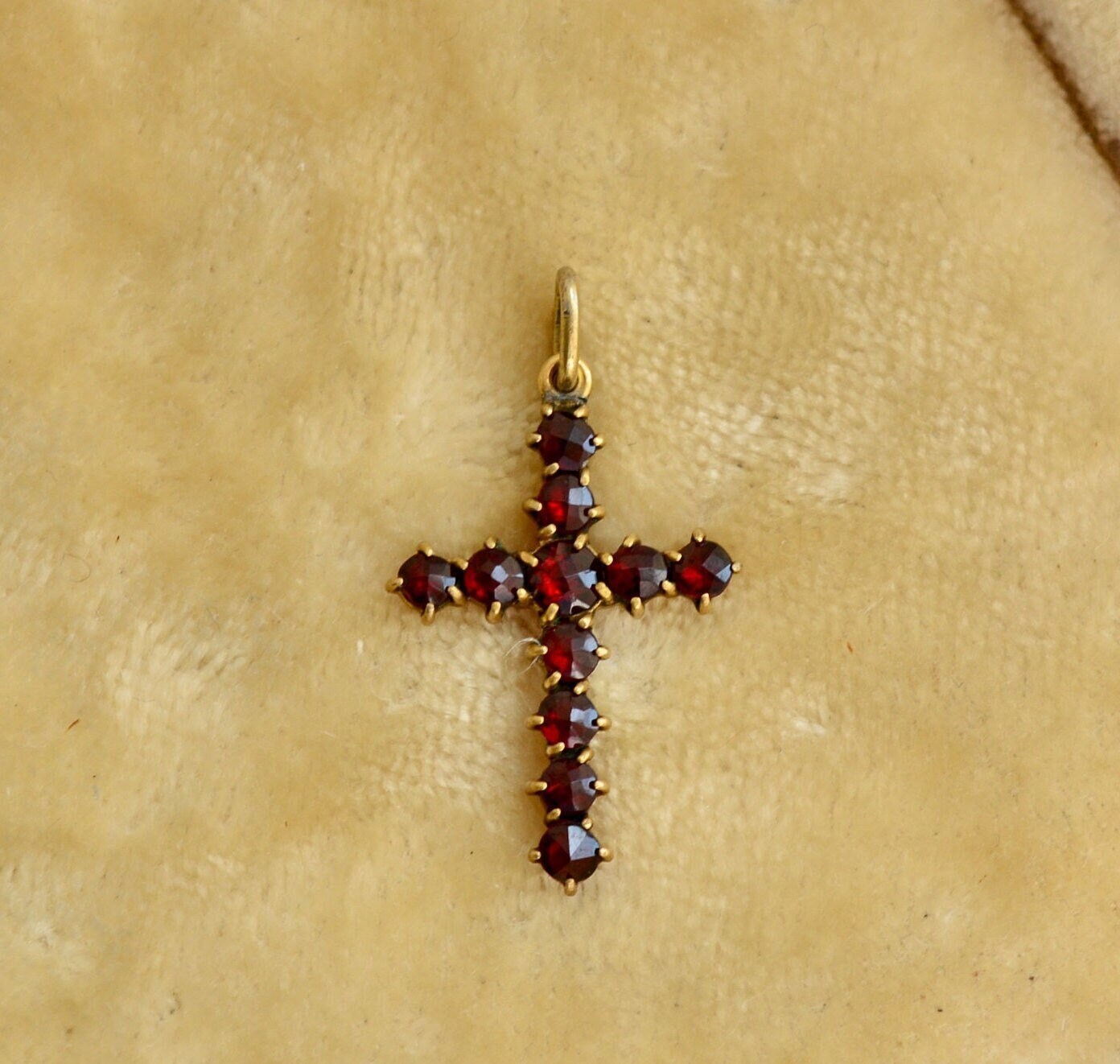 Antique Bohemian Garnet Rolled Gold Cross Pendant - Etsy