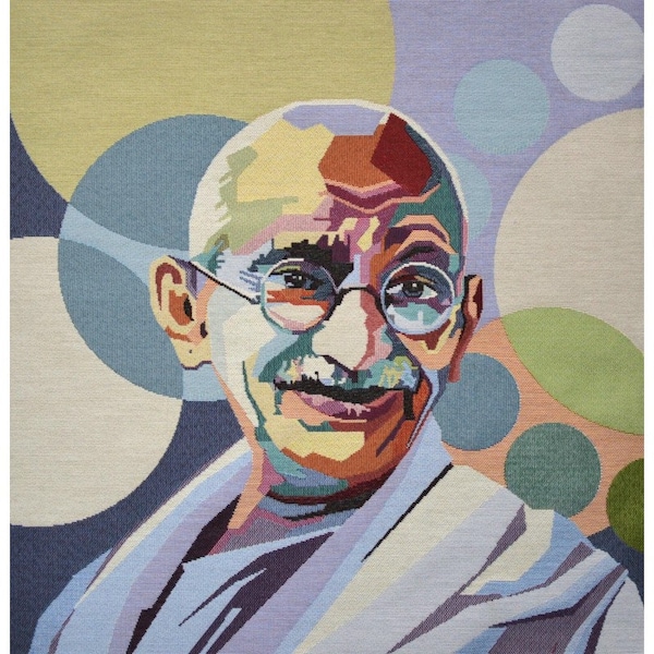 Gobelin Panel Gandhi  Neu 47x47cm Kissenn Taschen Wandbehang