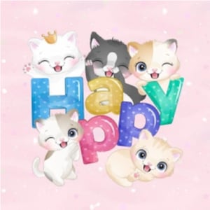 Panel French Terry - Panel French cats in love happy cats
