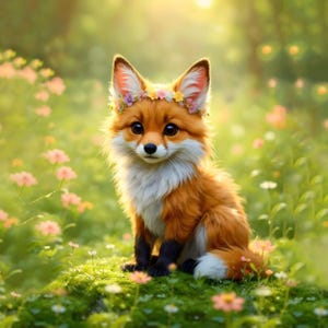 Panel velvet velour cute fox on the meadow dimensions: approx. 45x45cm sewing
